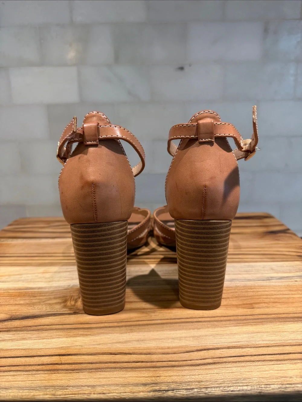 Women's Strappy Block Heel Sandals in Tan